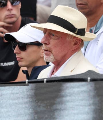 Stuttgart , Tennis , BOSS Open Finale , Boris Becker (von) mit Sonnenhut