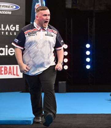 14.06.2026, xhbx, Dart World Cup of Darts 2026, v.l. Luke Littler (England),170 Finish (DFL DFB REGULATIONS PROHIBIT ANY USE OF PHOTOGRAPHS as IMAGE SEQUENCES and or QUASI-VIDEO) Frankfurt