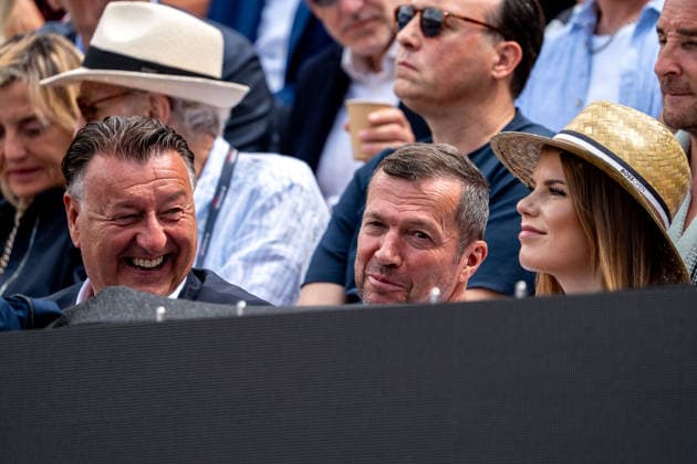 Lothar Matthaeus mit Freundin Theresa Sommer, links Erwin Weindorfer, Ben Shelton vs. Taylor Fritz, Tennis, ATP, Tennis Herren Turnier, Boss-Open, Center-Court, Finale, 14.06.2026, Ben Shelton vs. Taylor Fritz, Tennis, ATP-Turnier, Boss-Open, Center-Court, Finale, 14.06.2026, Stuttgart