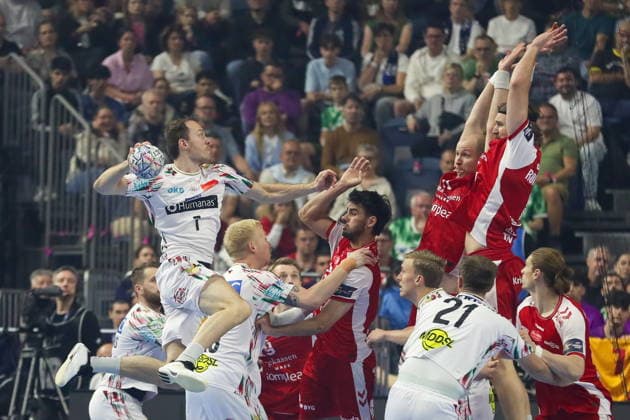 Cologne 14.06.2026. Pilka reczna EHF Liga Mistrzow sezon 2025 26 final4 mecz: Aalborg Handbold - SC Magdeburg --- Handball EHF Champions League season 2025 26 final4 match: Aalborg Handbold - SC Magdeburg nz Claar Felix Fot. Kacper Staniec NEWSPIX.PL --- newspix.pl 