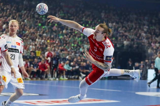 Cologne 14.06.2026. Pilka reczna EHF Liga Mistrzow sezon 2025 26 final4 mecz: Aalborg Handbold - SC Magdeburg --- Handball EHF Champions League season 2025 26 final4 match: Aalborg Handbold - SC Magdeburg nz Nilsson Lukas Fot. Kacper Staniec NEWSPIX.PL --- newspix.pl 