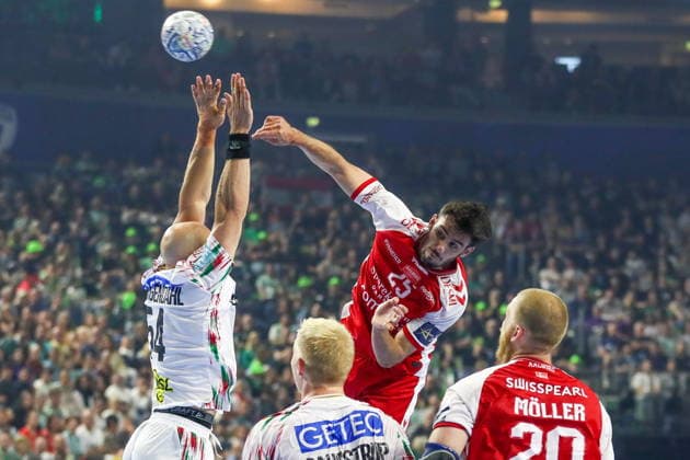 Cologne 14.06.2026. Pilka reczna EHF Liga Mistrzow sezon 2025 26 final4 mecz: Aalborg Handbold - SC Magdeburg --- Handball EHF Champions League season 2025 26 final4 match: Aalborg Handbold - SC Magdeburg nz Munk Marinus Fot. Kacper Staniec NEWSPIX.PL --- newspix.pl 