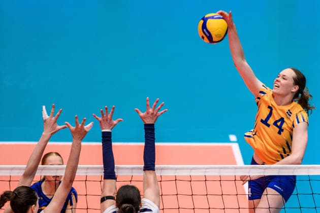 260614 Hanna Hellvig of Sweden during the European League volleyball match between Sweden and Bosnia and Herzegovina on June 14, 2026 in Ängelholm. Photo: Mathilda Schuler BILDBYRAN kod MA MA1000 volleyboll volleyball european league sweden bosnia and herzegovina dam bbeng sverige sverige sweden