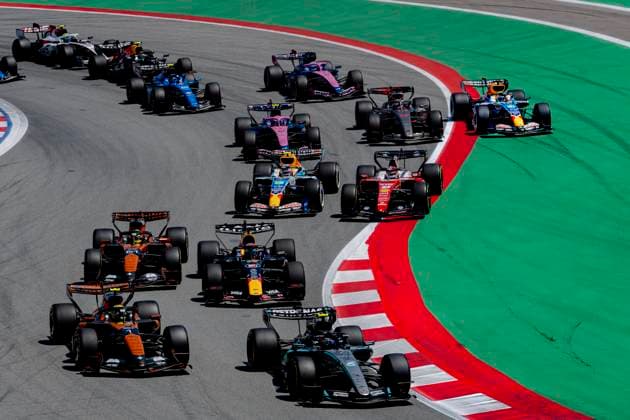 BARCELONA - Formula 1 driver Kimi Antonelli of Mercedes AMG-Petronas Formula One Team, Formula 1 driver Lando Norris of McLaren Mastercard Formula 1 Team, Formula 1 driver Max Verstappen of Oracle Red Bull Racing during the Formula 1 Spain-Catalonia at the Circuit de Barcelona-Catalunya on 14 June 2026 in Barcelona, Spain. (Photo by DeFodi Images) -