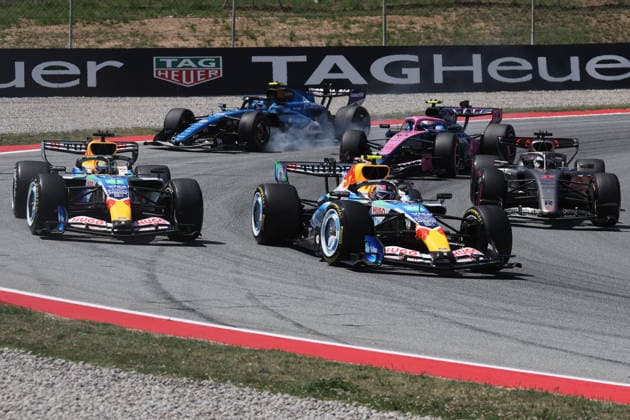 F1 Barcelona-Catalunya Grand Prix 2026 Arvid Lindblad, Liam Lawson of Racing Bulls Nico Hulkenberg of Audi, Franco Colapinto of Alpine and Carlos Sainz of Atlassian Williams during the Formula 1 Barcelona-Catalunya Grand Prix at Circuit de Barcelona-Catalunya in Barcelona on June 14, 2026. Barcelona Spain  Copyright: xJakubxPorzyckix originalFilename:porzycki-f1barcel260614_npItc.jpg