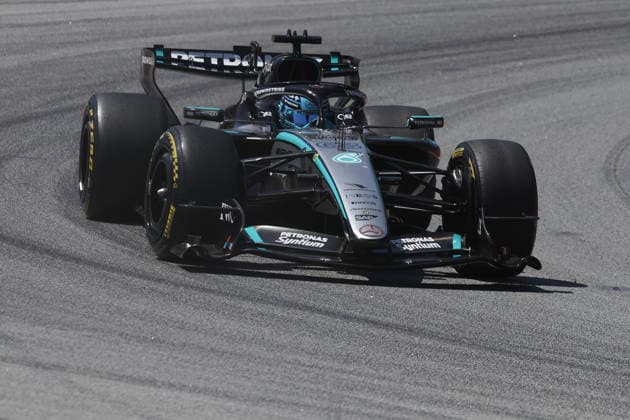 F1 Barcelona-Catalunya Grand Prix 2026 George Russell of Mercedes during the Formula 1 Barcelona-Catalunya Grand Prix at Circuit de Barcelona-Catalunya in Barcelona on June 14, 2026. Barcelona Spain  Copyright: xJakubxPorzyckix originalFilename:porzycki-f1barcel260614_npS7v.jpg