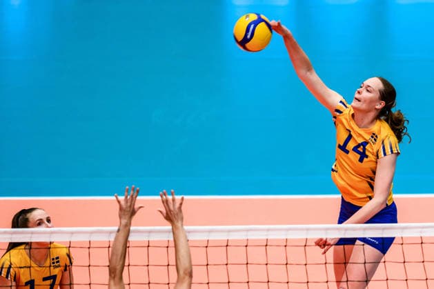 260614 Hanna Hellvig of Sweden during the European League volleyball match between Sweden and Bosnia and Herzegovina on June 14, 2026 in Ängelholm. Photo: Mathilda Schuler BILDBYRAN kod MA MA1000 volleyboll volleyball european league sweden bosnia and herzegovina dam bbeng sverige sverige sweden
