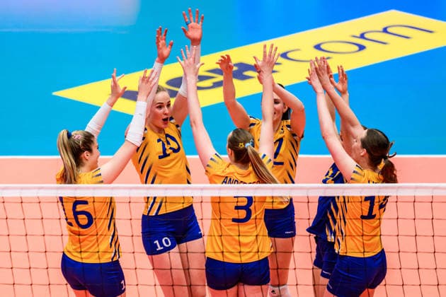 260614 Isabelle Haak of Sweden celebrates during the European League volleyball match between Sweden and Bosnia and Herzegovina on June 14, 2026 in Ängelholm. Photo: Mathilda Schuler BILDBYRAN kod MA MA1000 volleyboll volleyball european league sweden bosnia and herzegovina dam bbeng sverige jubel sverige sweden celebrates