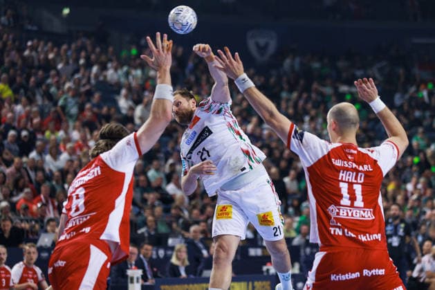 Albin LAGERGREN (SC Magdeburg, 21) erzielt ein Tor, Aktion, Torwurf GER, Aalborg Handbold vs. SC Magdeburg, Handball, TruckScout24 EHF FINAL4 2026, Spiel um Platz 3, Spielzeit 2025 2026, 14.06.2026,, GER, Aalborg Handbold vs. SC Magdeburg, Handball, TruckScout24 EHF FINAL4 2026, Spiel um Platz 3, Spielzeit 2025 2026, 14.06.2026, Koeln