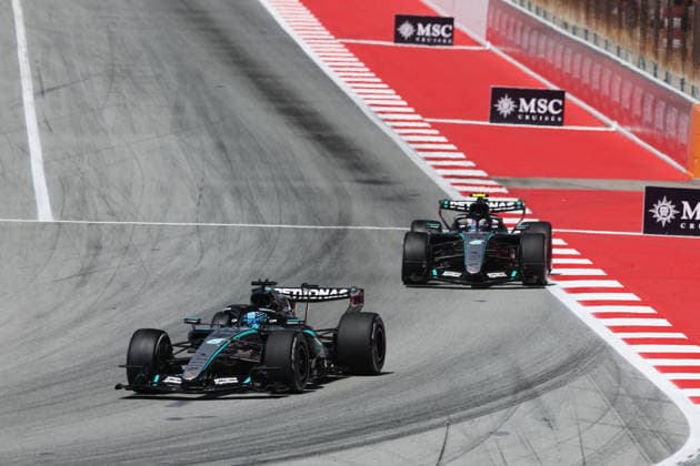 F1 - BARCELONA-CATALUNYA GRAND PRIX 2026 63 RUSSELL George (gbr), Mercedes AMG F1 Team W17, action and 12 KIMI ANTONELLI Andrea (ita), Mercedes AMG F1 Team W17, action during the Formula 1 Barcelona-Catalunya Grand Prix 2026, 7th round of the 2026 Formula One World Championship, WM, Weltmeisterschaft from June 12 to 14, 2026 on the Circuit de Barcelona-Catalunya, in Montmelo, Spain - MontmeloSpain  Copyright: xDPPIx