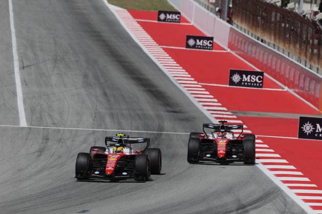 F1 - BARCELONA-CATALUNYA GRAND PRIX 2026 44 HAMILTON Lewis (gbr), Scuderia Ferrari SF-26, action and 16 LECLERC Charles (mco), Scuderia Ferrari SF-26, action during the Formula 1 Barcelona-Catalunya Grand Prix 2026, 7th round of the 2026 Formula One World Championship, WM, Weltmeisterschaft from June 12 to 14, 2026 on the Circuit de Barcelona-Catalunya, in Montmelo, Spain - MontmeloSpain  Copyright: xDPPIx