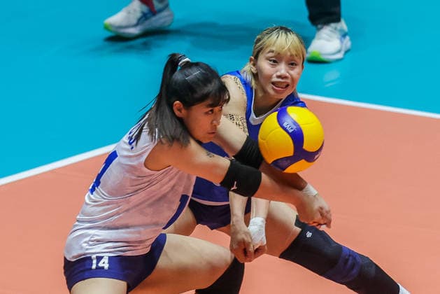 (260614) -- ILOCOS SUR PROVINCE, June 14, 2026 -- Lin Chi Jung (L) and Lin Shu-Ho (R) of Chinese Taipei compete during the final match between South Korea and Chinese Taipei at the 2026 AVC Women s Cup in Ilocos Sur Province, the Philippines, on June 14, 2026. ) (SP)PHILIPPINES-ILOCOS SUR PROVINCE-VOLLEYBALL-2026 AVC WOMEN S CUP-FINAL RouellexUmali 