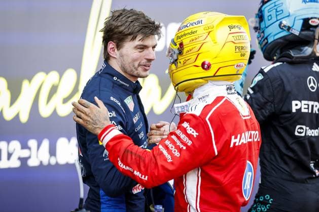 BARCELONA - (lr) Max Verstappen (Red Bull Racing), Lewis Hamilton (Ferrari) after the Formula 1 Barcelona-Catalonia Grand Prix. SANDER KONING ANP xVIxANPxSportx xxANPxIVx 560995831 originalFilename: 560995831.jpg