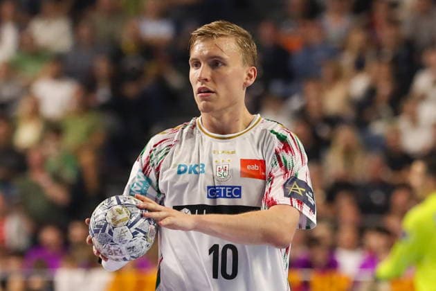 Cologne 14.06.2026. Pilka reczna EHF Liga Mistrzow sezon 2025 26 final4 mecz: Aalborg Handbold - SC Magdeburg --- Handball EHF Champions League season 2025 26 final4 match: Aalborg Handbold - SC Magdeburg nz Kristjansson Gisli Fot. Kacper Staniec NEWSPIX.PL --- newspix.pl 