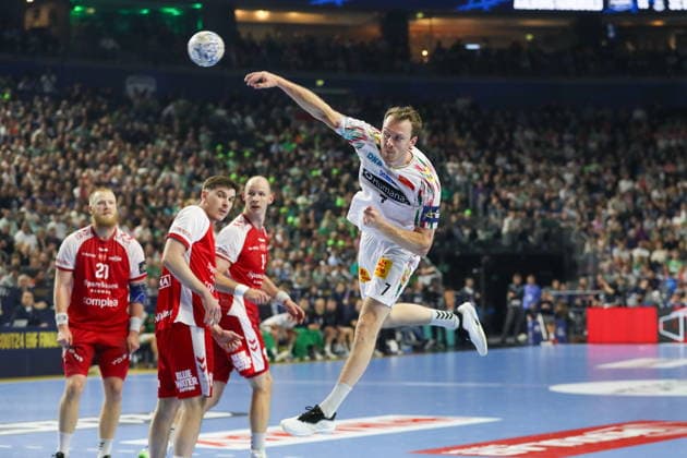 Cologne 14.06.2026. Pilka reczna EHF Liga Mistrzow sezon 2025 26 final4 mecz: Aalborg Handbold - SC Magdeburg --- Handball EHF Champions League season 2025 26 final4 match: Aalborg Handbold - SC Magdeburg nz Claar Felix Fot. Kacper Staniec NEWSPIX.PL --- newspix.pl 