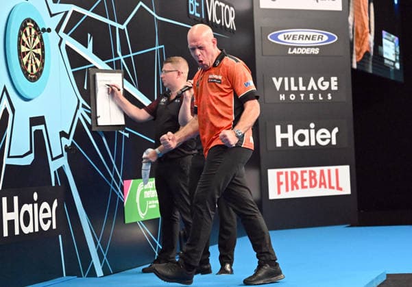 14.06.2026, xhbx, Dart World Cup of Darts 2026, v.l. Michael van Gerwen (Niederlande) (DFL DFB REGULATIONS PROHIBIT ANY USE OF PHOTOGRAPHS as IMAGE SEQUENCES and or QUASI-VIDEO) Frankfurt
