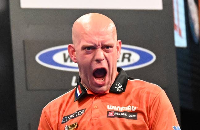 14.06.2026, xhbx, Dart World Cup of Darts 2026, v.l. Michael van Gerwen (Niederlande) (DFL DFB REGULATIONS PROHIBIT ANY USE OF PHOTOGRAPHS as IMAGE SEQUENCES and or QUASI-VIDEO) Frankfurt
