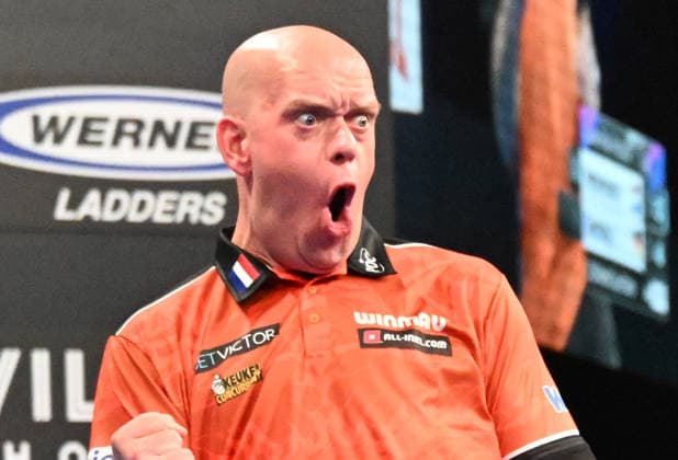 14.06.2026, xhbx, Dart World Cup of Darts 2026, v.l. Michael van Gerwen (Niederlande) (DFL DFB REGULATIONS PROHIBIT ANY USE OF PHOTOGRAPHS as IMAGE SEQUENCES and or QUASI-VIDEO) Frankfurt