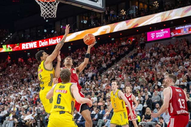 Oscar da Silva 1 (FC Bayern Basketball) beim Korb, FC Bayern Basketball vs. Alba Berlin, BBL, Finale 2, 14.06.2026 Muenchen Bayern Deutschland