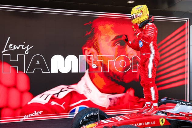 First Place Lewis Hamilton of Great Britain and Scuderia Ferrari , Race, F1 Grand Prix of Barcelona-Catalunya, am 14. June 2026 in Barcelona, Spain. (Foto von Diogo Cardoso DeFodi Images) First Place Lewis Hamilton of Great Britain and Scuderia Ferrari , Race, F1 Grand Prix of Barcelona-Catalunya, Circuit de Barcelona-Catalunya on June 14, 2026 in Barcelona, Spain. (Photo by Diogo Cardoso DeFodi Images) -