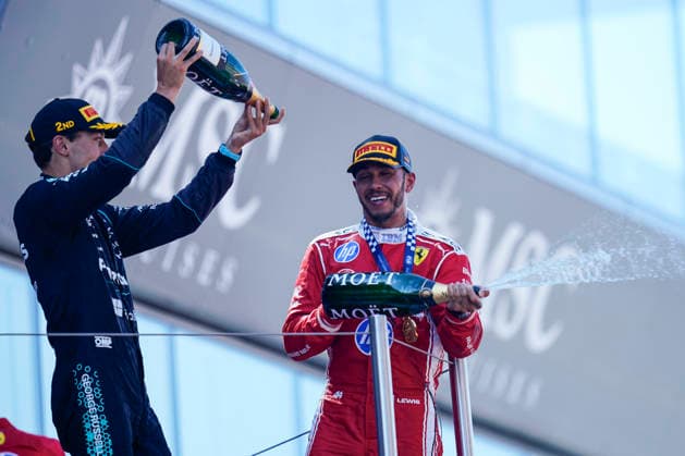 F-1 MSC Cruises Grand Prix of Barcelona Catalunya 2026 George Russell, Lewis Hamilton and Lance Stroll Formula 1 F-1 MSC Cruises Grand Prix of Barcelona - Catalunya 2026 at Circuit de Barcelona Catalunya on June 14, 2026 in Montmelo, Barcelona, Spain. kpng Copyright: xSergioxRuizx xPRESSINPHOTOx PS_260614_F1_2526_049
