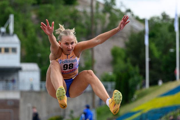 260614 Maja Askag, Raby-Rekarne FIF, tävlar i damernas längdhopp under friidrottstävlingen Folksam Grand Prix den 14 juni 2026 i Stockholm.