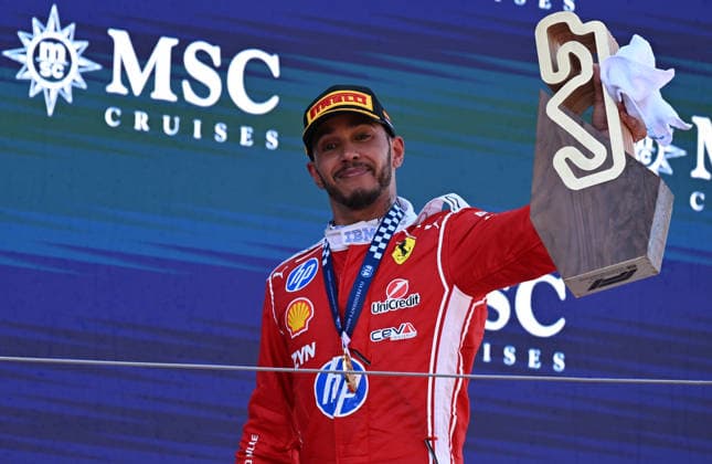 Ferrari s Lewis Hamilton wins Formula 1 Barcelona-Catalunya Grand Prix BARCELONA, SPAIN - JUNE 14: British driver Lewis Hamilton celebrates after winning the Formula 1 Barcelona-Catalunya Grand Prix, the 7th race of the 2026 Formula 1 World Championship, WM, Weltmeisterschaft at the 4.66-kilometer Circuit de Barcelona-Catalunya in Barcelona, Spain on June 14, 2026. Burak Akbulut Anadolu Barcelona Spain. Editorial use only. Please get in touch for any other usage.  Copyright: x2026xAnadoluxBurakxAkbulutx