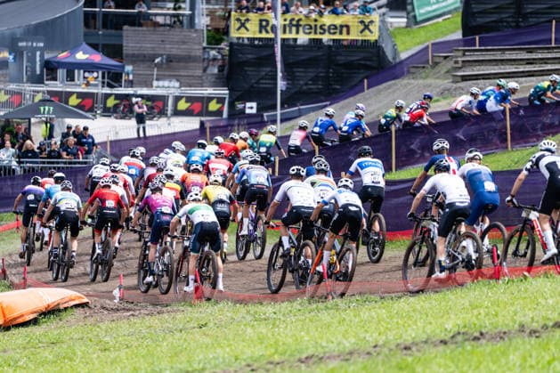 MOUNTAINBIKE - UCI MTB World Series LEOGANG,AUSTRIA,14.JUN.26 - CYCLING, MOUNTAIN BIKE - UCI Mountainbike World Cup, Cross-Country Olympic. Image shows the peloton.  GEPAxpictures xJulioxArellano