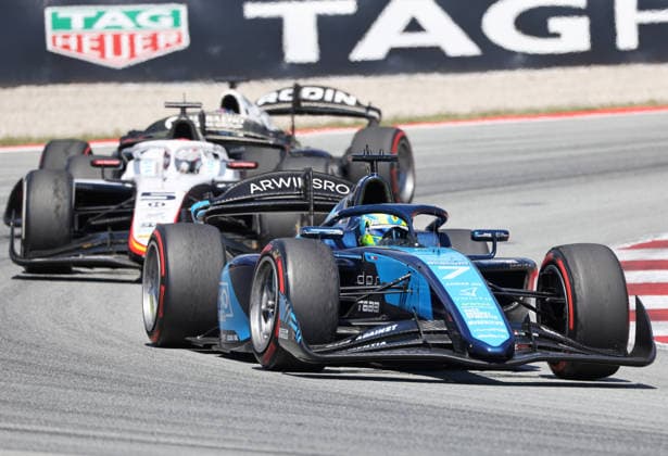 Formula 2 Championship - Round 5 Barcelona - Feature Race Dino Beganovic, of DAMS, during the Formula 2 MSC Cruises Gran Premio de Barcelona-Catalunya Race at Barcelona-Catalunya Circuit, in Barcelona, Spain, on June 14, 2026. Barcelona Barcelona Spain  Copyright: xUrbanandsportx originalFilename:urbanandsport-formula2260614_npLX7.jpg
