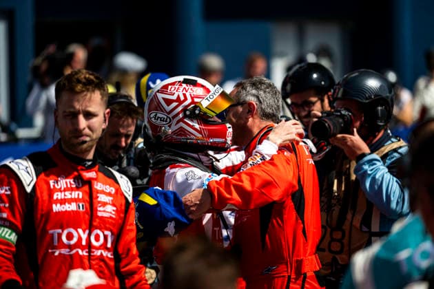24 HEURES DU MANS 2026 - PODIUM KOBAYASHI Kamui (jpn), Toyota Racing, Toyota TR010 Hybrid 07, Hypercar, portrait during the podium of the 24 Hours of Le Mans 2026, 3rd round of the 2026 FIA World Endurance Championship, on June 14, 2026 on the Circuit des 24 Heures du Mans in Le Mans, France - Le MansFrance  Copyright: xFabrizioxBoldonix