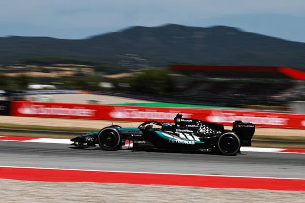 63 RUSSELL George (gbr), Mercedes AMG F1 Team W17, action during the Formula 1 Barcelona-Catalunya Grand Prix 2026, 7th round of the 2026 Formula One World Championship, WM, Weltmeisterschaft from June 12 to 14, 2026 on the Circuit de Barcelona-Catalunya, in Montmelo, Spain - Photo: Hoch Zwei Montmelo Spain