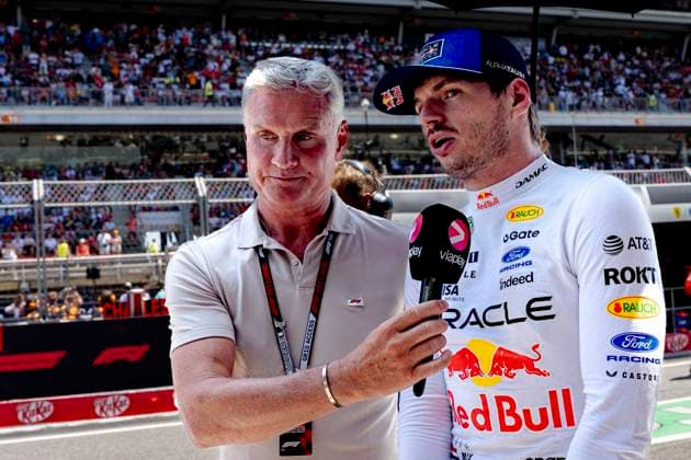 BARCELONA - David Coulthard in conversation with Formula 1 driver Max Verstappen of Oracle Red Bull Racing during the Formula 1 Spain-Catalonia at the Circuit de Barcelona-Catalunya on June 14, 2026 in Barcelona, Spain. (Photo by DeFodi Images) - *** BARCELONA David Coulthard in conversation with Formula 1 driver Max Verstappen of Oracle Red Bull Racing during the Formula 1 Spain Catalonia at the Circuit de Barcelona Catalunya on June 14, 2026 in Barcelona, Spain Photo by DeFodi Images