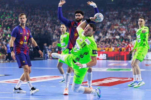 Mijajlo MARSENIC (Fuechse Berlin, 93) erzielt ein Tor, Aktion, Torwurf GER, FC Barcelona, Barca Barca vs. Fuechse Berlin, Handball, TruckScout24 EHF FINAL4 2026, Finale, Spielzeit 2025 2026, 14.06.2026, GER, FC Barcelona Barca vs. Fuechse Berlin, Handball, TruckScout24 EHF FINAL4 2026, Finale, Spielzeit 2025 2026, 14.06.2026, Koeln