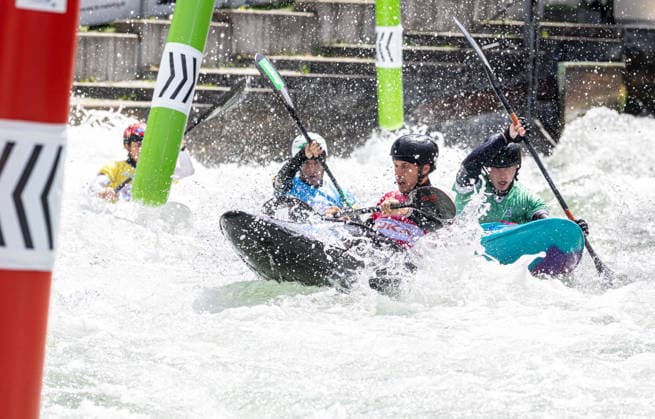 Kajak Cross, Symbolbild; ICF Kanu Slalom Weltcup 2026 Eiskanal Augsburg