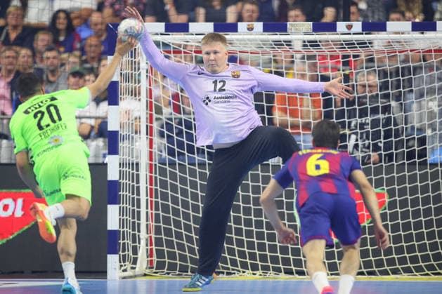 14.06.2026, xtgx, Handball, EHF Champions League Finale, FC Barcelona, Barca - Füchse Berlin v.l. Tim Freihoefer (Freihöfer, Berlin, 20) Emil Nielsen (Barcelona, 12) Koeln