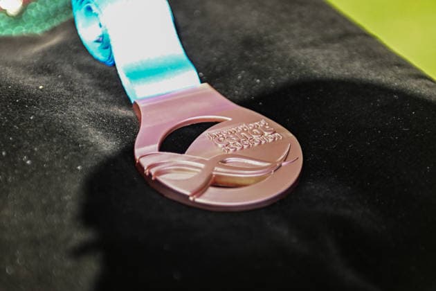 ICF Canoe Slalom World Cup - 14.06.2026, Eis Kanal, Augsburg Bronze medal on a presentation cushion, Augsburg, 14.06.2026 - Canoe World Cup, Kayak Cross Elimination, Augsburg, Eis Kanal