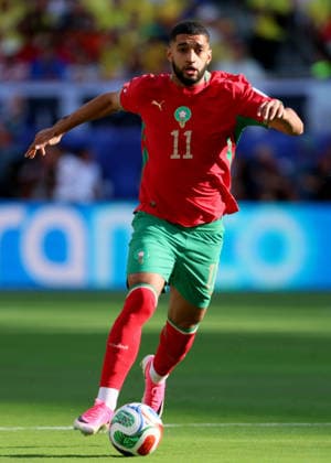 Brazil v Morocco: Group C - FIFA World Cup, WM, Weltmeisterschaft, Fussball 2026 Ismael Saibari of Morocco on the ball during the FIFA World Cup 2026 Group C match between Brazil and Morocco at New York New Jersey Stadium on June 13, 2026 in East Rutherford, United States. WARNING! This Photograph May Only Be Used For Newspaper And Or Magazine Editorial Purposes. May Not Be Used For Publications Involving 1 player, 1 Club Or 1 Competition Without Written Authorisation From Football DataCo Ltd. For Any Queries, Please Contact Football DataCo Ltd on +44 (0) 207 864 9121 East Rutherford New York New Jersey Stadium NJ United States Copyright: xAllstarxPicturexLibraryxLtdx