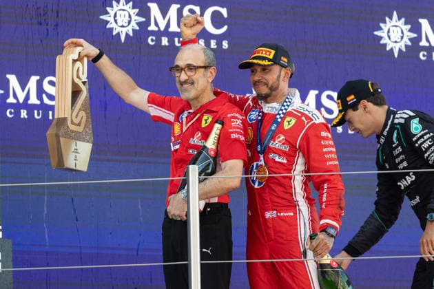 Foto IPP Enrico Schiavi Barcellona - Montmelò 14-06-2026 Formula 1 - F1 Gran Premio di Barcelona-Catalunya 2026 Gara nella foto: Lewis Hamilton - Scuderia Ferrari HP con Carlo Santi - Scuderia Ferrari HP Barcellona - Montmelò italy SPAGNA ITALY  Copyright: xR4924_italyphotopressx