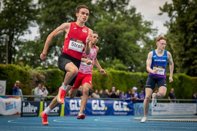 MANNHEIM, GERMANY - JUNE 14, 2026 : Philip Stroh (GER ASC Darmstadt) competing in the men’s 200m during the Juniorengala 2026 at Michael-Hoffmann-Stadion on June 14, 2026 in Mannheim, Germany. Baden-Wuerttemberg Germany Copyright: xAxelxKohringx