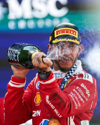 F1 - BARCELONA-CATALUNYA GRAND PRIX 2026 HAMILTON Lewis (gbr), Scuderia Ferrari SF-26, portrait podium celebration during the Formula 1 Barcelona-Catalunya Grand Prix 2026, 7th round of the 2026 Formula One World Championship, WM, Weltmeisterschaft from June 12 to 14, 2026 on the Circuit de Barcelona-Catalunya, in Montmelo, Spain - MontmeloSpain  Copyright: xEricxAlonsox