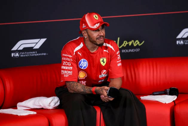 F1 - BARCELONA-CATALUNYA GRAND PRIX 2026 HAMILTON Lewis (gbr), Scuderia Ferrari SF-26, portrait press conference, PK, Pressekonferenz during the Formula 1 Barcelona-Catalunya Grand Prix 2026, 7th round of the 2026 Formula One World Championship, WM, Weltmeisterschaft from June 12 to 14, 2026 on the Circuit de Barcelona-Catalunya, in Montmelo, Spain - MontmeloSpain  Copyright: xXavixBonillax
