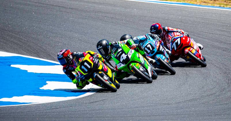 June 14, 2026, Cascais, Lisbon, Portugal: Riders in action during the FIM Moto3 Junior World Championship, WM, Weltmeisterschaft Race at Circuito Estoril on june 14, 2026 in Estoril,Cascais Portugal. Cascais Portugal - ZUMAr200 20260614_zsp_r200_068 Copyright: xNunoxReisinhox