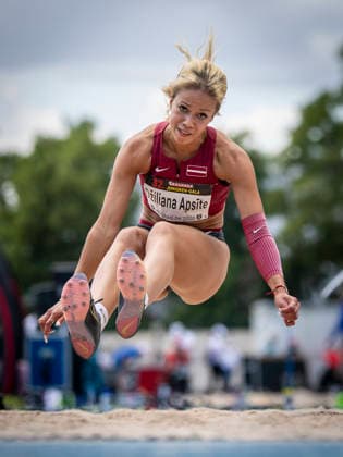 MANNHEIM, GERMANY - JUNE 14, 2026 : Apsite Brenda Dziliana (LAT Latvia) competing in the women’s long jump during the Juniorengala 2026 at Michael-Hoffmann-Stadion on June 14, 2026 in Mannheim, Germany. Baden-Wuerttemberg Germany Copyright: xAxelxKohringx