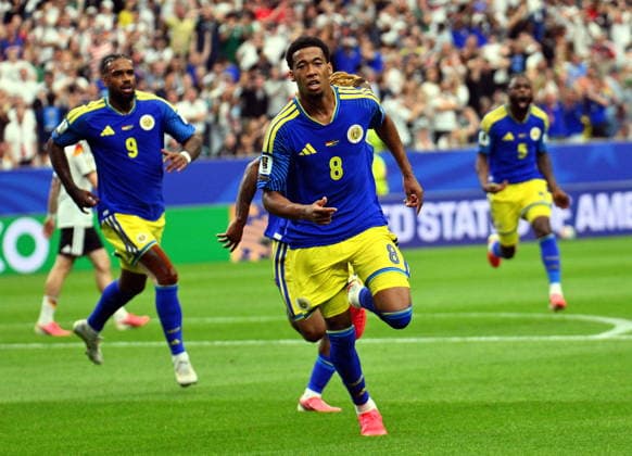 FIFA World Cup, WM, Weltmeisterschaft, Fussball 2026 - Group E - Germany vs Curacao Livano Comenencia of Curacao (C) celebrates scoring the 1-1 during the FIFA World Cup 2026 group stage match Germany against Curacao, in Houston, USA, 14 June 2026. HOUSTON United States  Copyright: xSAMxWASSONx