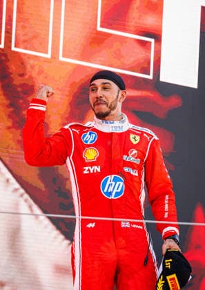 RECORD DATE NOT STATED 14th June 2026: Circuit de Barcelona-Catalunya, Barcelona, Spain; Formula One Barcelona Catalunya Grand Prix, Race Day; podium ceremony, Lewis HAMILTON, of Scuderia Ferrari celebrates his victory PabloxGuillen