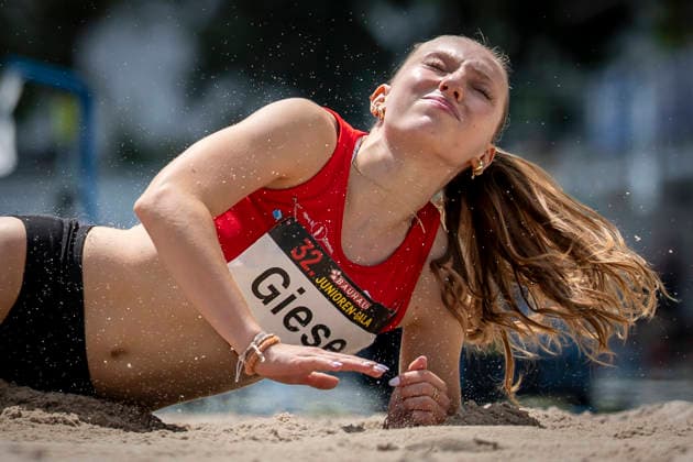 MANNHEIM, GERMANY - JUNE 14, 2026 : Amelie Giese (GER TSV Zirndorf) competing in the women’s long jump during the Juniorengala 2026 at Michael-Hoffmann-Stadion on June 14, 2026 in Mannheim, Germany. Baden-Wuerttemberg Germany Copyright: xAxelxKohringx