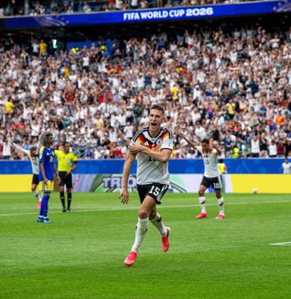 Fußball, Herren, FIFA World Cup, WM, Weltmeisterschaft, Fussball 2026 in Mexiko, Kanada und USA, Spiel in Houston (Gruppe E, 1. Spieltag), Deutschland - Curacao, Nico Schlotterbeck (Deutschland), Jubel nach Tor zum 2:1, 14.06. 2026,