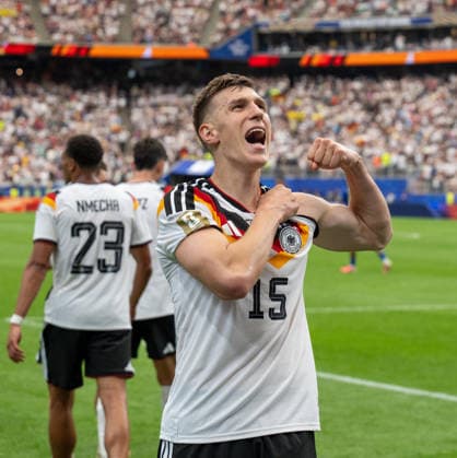 Fußball, Herren, FIFA World Cup, WM, Weltmeisterschaft, Fussball 2026 in Mexiko, Kanada und USA, Spiel in Houston (Gruppe E, 1. Spieltag), Deutschland - Curacao, Nico Schlotterbeck (Deutschland), Jubel nach Tor zum 2:1, 14.06. 2026,