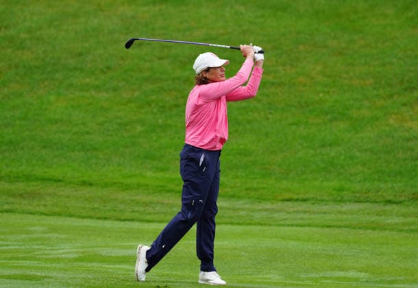 MIDLAND, MI - JUNE 14: LPGA, Golf Damen golfer Juli Inkster plays her second shot on the 6th hole on June 14, 2026, during the final round of the LPGA Dow Championship at Midland Country Club in Midland, Michigan. (Photo by Brian Spurlock Icon Sportswire) GOLF: JUN 14 LPGA Dow Championship EDITORIAL USE ONLY Icon26061415