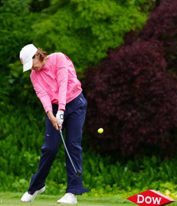 MIDLAND, MI - JUNE 14: LPGA, Golf Damen golfer Juli Inkster plays her tee shot on the 7th hole on June 14, 2026, during the final round of the LPGA Dow Championship at Midland Country Club in Midland, Michigan. (Photo by Brian Spurlock Icon Sportswire) GOLF: JUN 14 LPGA Dow Championship EDITORIAL USE ONLY Icon26061417